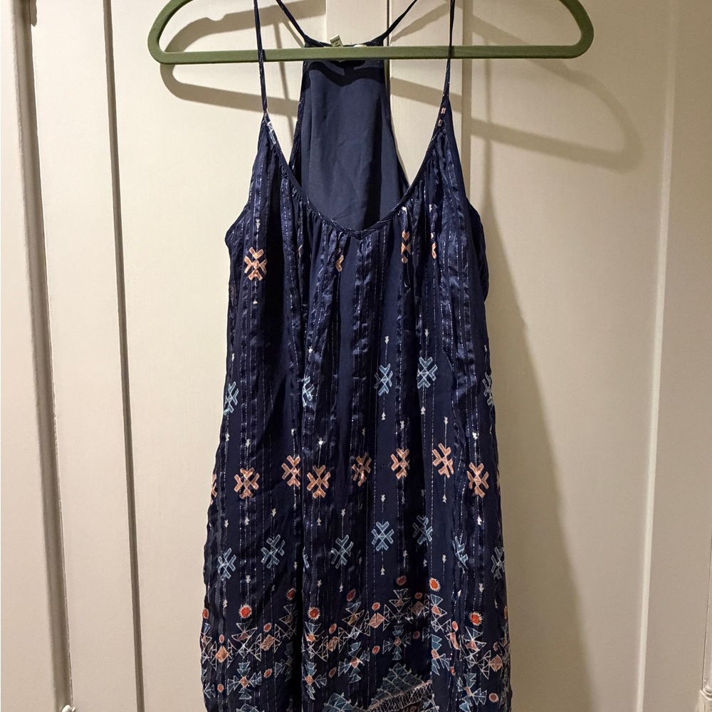 SILK Navy Blue Bohemia Eclectic Dress